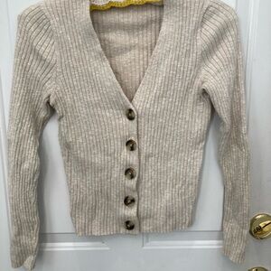 Madewell Beige Ribbed Cardigan